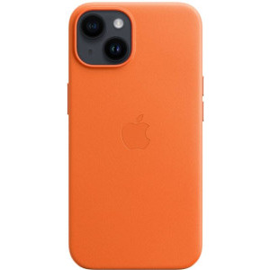 Apple Protectie pentru spate, material piele, cu MagSafe pentru iPhone 14 Plus, culoare Orange