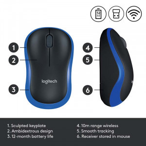 Logitech M185, Wireless, Blue