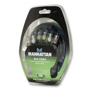 Manhattan 3x RCA Male - 3x RCA Male, 4.8m, albastru