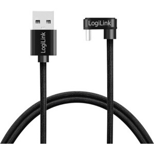 Logilink CU0193, USB-A Male la USB-C Male, Angled, 2 m, Black