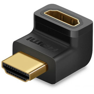 Adaptor Ugreen 1x HDMI Male - 1x HDMI Female, Conector 90 grade jos, Negru
