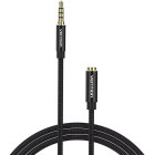 Cablu audio Vention Jack 3.5 mm Male - Jack 3.5 mm Female, 2m, negru