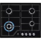 Plita incorporabila Electrolux EGS6436K, Gaz, 4 arzatoare, Wok, Aprindere electica integrata, Gratare fonta, 60 cm, Negru