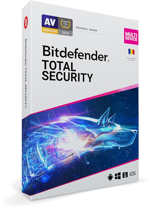 Antivirus Bitdefender Total Security Multi-Device, 3 Dispozitive, 1 An + 1 An, Licenta noua, Retail