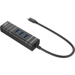 LINDY 3 porturi, USB 3.1 + RJ-45, Black