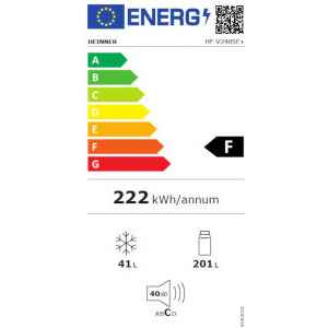 Heinner HF-V240SF+, 242 L, Clasa F, Less Frost, 160 cm, Argintiu