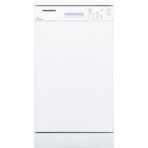 Masina de spalat vase Heinner HDW-FS4505WE++, Slim, 10 seturi, 5 programe, Clasa E, Half Load, AquaStop, 45 cm, Alb