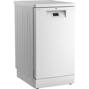 Beko BDFS15020W, Slim, 10 seturi, 5 programe, Clasa E, ProSmart Inverter, Steam Gloss, Flexible HalfLoad, AutoGlassShield, 45 cm, Alb