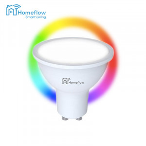 Homeflow Bec inteligent LED Wireless B-5001, GU10, 5W(35W), 300lm, RGB, Control de pe telefonul mobil