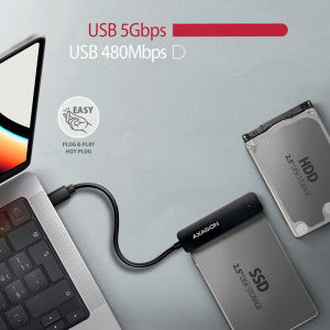 AXAGON 1x USB Tip C 3.2 Male - 1x SATA-III 2.5 inch HDD/SSD Female, 0.2 m, negru