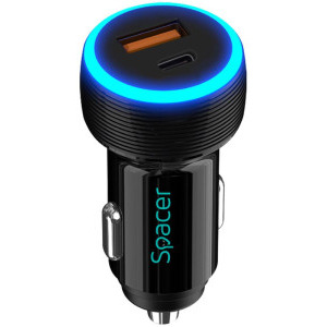 Spacer SPCC-DUOQ-01, 1x USB-C, 1x USB, Quick Charge 18W, White