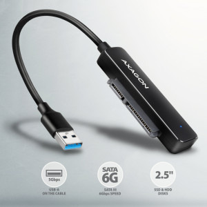 AXAGON 1x USB 3.2 Male - 1x SATA-III 2.5 inch HDD/SSD Female, 0.2 m, negru