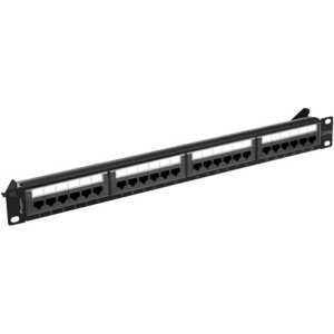 Lanberg Patch panel 19 inch 24 Port CAT6A UTP rear cable management Black PPUA-1024-B