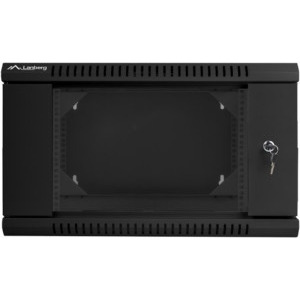 Lanberg WF02-6606-10B 6U, Wall mount, 600 x 600, Glass door, Black