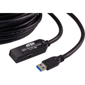 ATEN USB tip A 3.2 Gen 1 Male la USB-C 3.2 Gen 1 Female, 10 m, Repeater activ, Negru