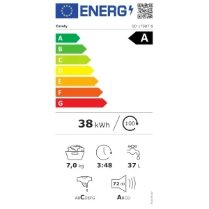 Candy GD 17SB7-S, Slim, Clasa A, 7 kg, 1100 RPM, Inverter, ProActive Wash, Alb