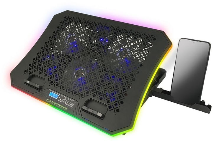 Stand/Cooler notebook Esperanza Gaming laptops, 19 inch Galerne, 6 ventilatoare, iluminare LED RGB