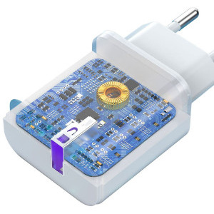 Dudao A20EU, 1x USB 18W, White, Cablu USB-C inclus