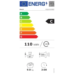 Bosch WQG243DNBY, Pompa de caldura, 9 kg, Clasa C, AutoDry, SensitiveDrying, Alb