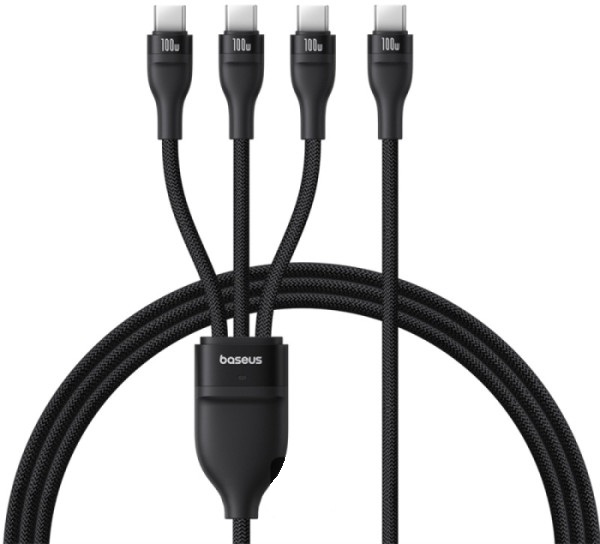 Cablu de date / adaptor Baseus One-for-three, USB-C Male la 3x USB-C Male, 100 W, 1.5 m, Black