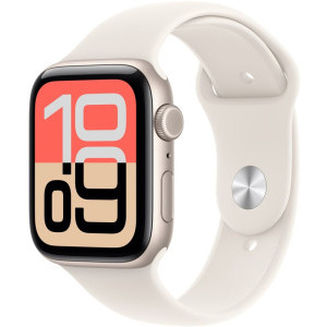 SmartWatch Apple Watch SE 3 (2025), Cellular, GPS, 44mm Aluminium Starlight cu Starlight Sport Band - S/M
