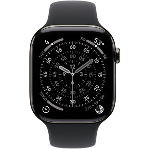 Apple Watch Series 11, Cellular, GPS, 42mm Carcasa Slate Titanium, Black Sport Band - M/L