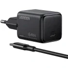 Incarcator retea Ugreen X517, 1x USB-C, Quick Charge 25 W, GaN, Black + Cablu USB-C