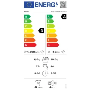 Haier HWD100-BP16357US, Spalare 10 kg, Uscare 6 kg, 1600 RPM, Clasa A, Inverter, Smart Dual Spray, I-Refresh, hOn, Alb