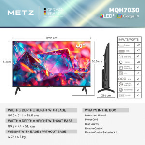 Metz Smart TV QLED 40MQH7030Z Seria MQH7030 100cm negru Full HD
