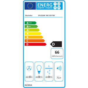 Electrolux traditionala EFU216W, Putere de absorbtie 272 m3/h, 1 motor, 60 cm, Alb