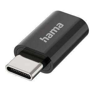 Adaptor Hama OTG 1x USB-C Male - 1x micro USB Female, Negru