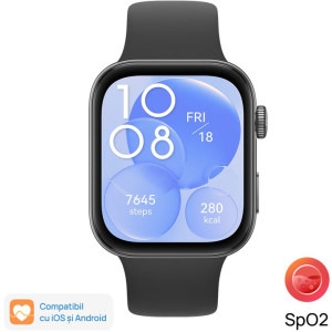 Huawei Watch FIT 3 Black Body with Black Fluoroelastomer Strap