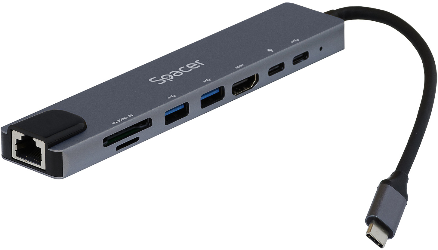 Spacer 8-in-1, USB Tip C, 1x HDMI, 2x USB, 2x UBS-C