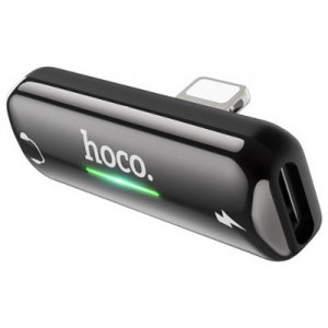Hoco Adaptor LS27, Lightning Male la Lightning Female cu adaptor audio, Grey