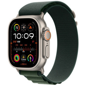Apple Alpine Loop, 49mm Dark Green, Natural Titanium Finish - Small