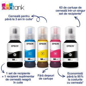 Epson EcoTank L6390, InkJet CISS, Color, Format A4, Duplex, Retea, Wi-Fi, Fax