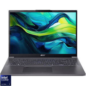 Laptop Acer 16 Aspire 16 A16-71M, WUXGA+ OLED 120Hz, Procesor Intel® Core™ Ultra 7 155H (24M Cache, up to 4.80 GHz), 32GB LPDDR5X, 1TB SSD, Intel Arc, No OS, Steel Gray