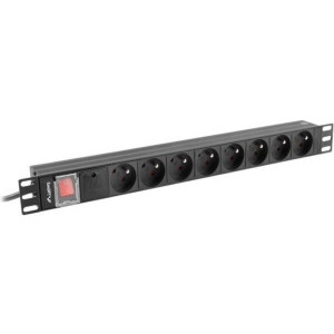 Lanberg PDU-08E-0200-BK, 8x Type E, 2m, Black