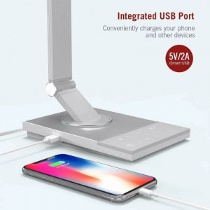 TaoTronics Lampa de birou cu LED TT-DL16 cu port incarcare USB si protectie pentru ochi, Gri
