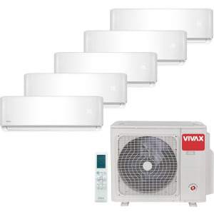 Aer conditionat VIVAX Multisplit R-Design White, 9000 BTU + 9000 BTU + 9000 BTU + 9000 BTU + 12000 BTU, Clasa A++/A, Wi-Fi Ready, Inverter, Golden Fin, Ionizator