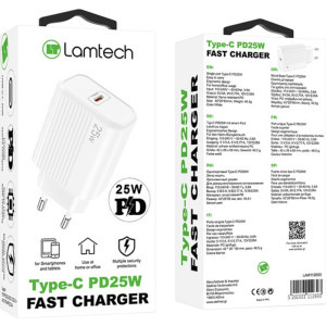 Lamtech LAM112693, 1x USB-C, Power Delivery 25W, White
