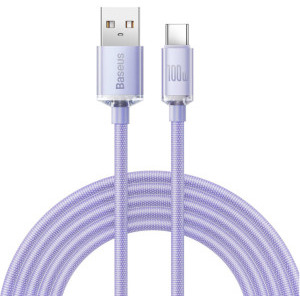 Baseus Crystal Shine, USB Male la USB-C Male, 100 W, 1.2 m, Purple