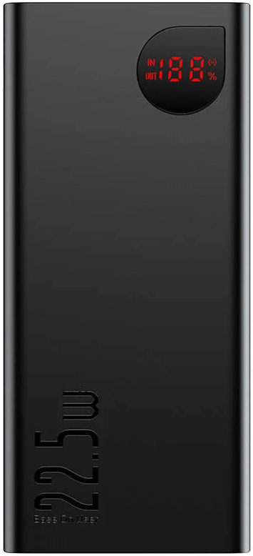 Baterie externa Baseus Adaman Metal, 20000 mAh, 2x USB, 1x USB-C, 22.5 W, Display, Black