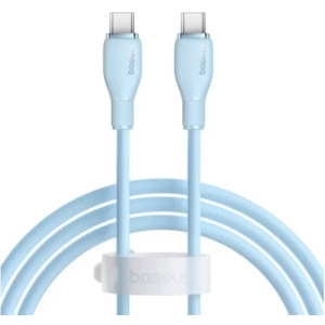 Cablu de date / adaptor Baseus Pudding, USB-C Male la USB-C Male, 100 W, 1.5 m, Blue