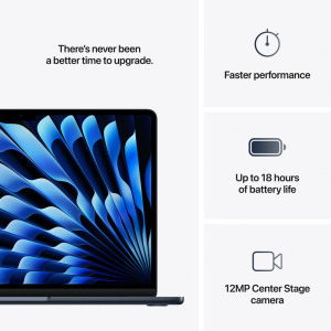 Apple 13.6'' MacBook Air 13 with Liquid Retina, Apple M4 chip (10-core CPU), 24GB, 256GB SSD, Apple M4 10-core GPU, macOS, Midnight, US keyboard, 2025