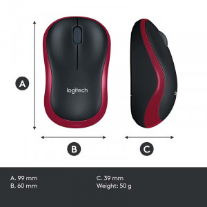 Logitech M185, Wireless, Red