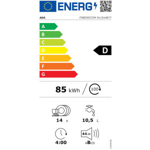 AEG FFB53937ZM, 14 seturi, 8 programe, Clasa D, Inverter, AirDry, MaxiFlex, Afisaj digital, 60 cm, Inox