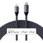 Cablu de date / adaptor Satechi Braided USB-C Male la Lightning Male, MFi, 1.8 m, Space Grey