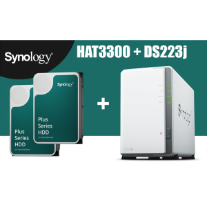 Synology DS223J 1GB + 2x HAT3300-2T 2TB HDD