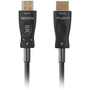 Cablu video Lanberg HDMI Male - HDMI Male, 2.1, Optical active, 80 m, Negru